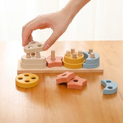 Blocos de Empilhamento de Madeira para Bebês, Carro Matching Learning, Forma Montessori, Blocos de Construção, Estrela e Lua, 0-3 Anos