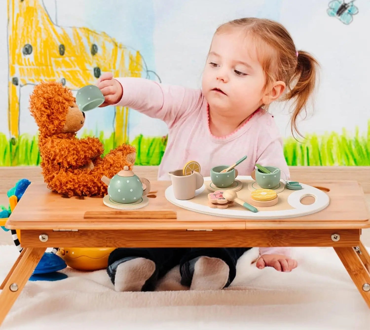 Conjunto Playset de Sorvete e Chá de Madeira Montessori