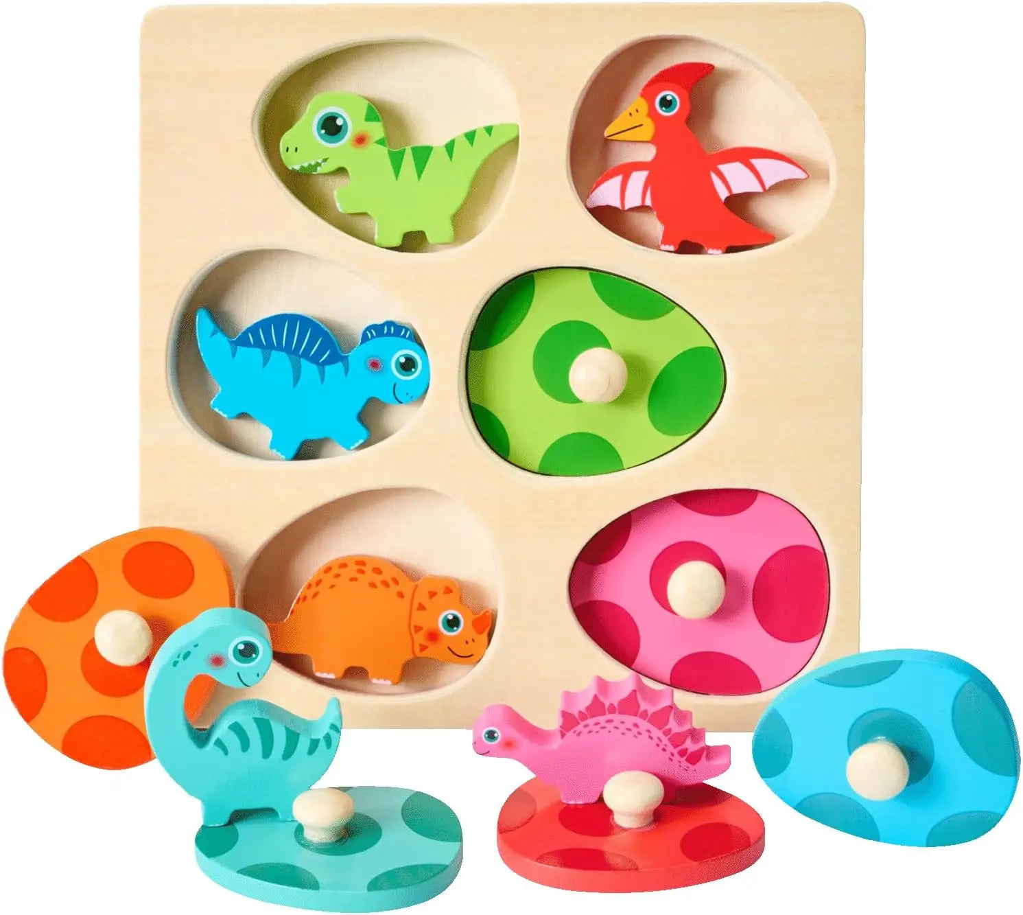 Quebra-Cabeça Infantil de Dinossauro Montessori em Madeira