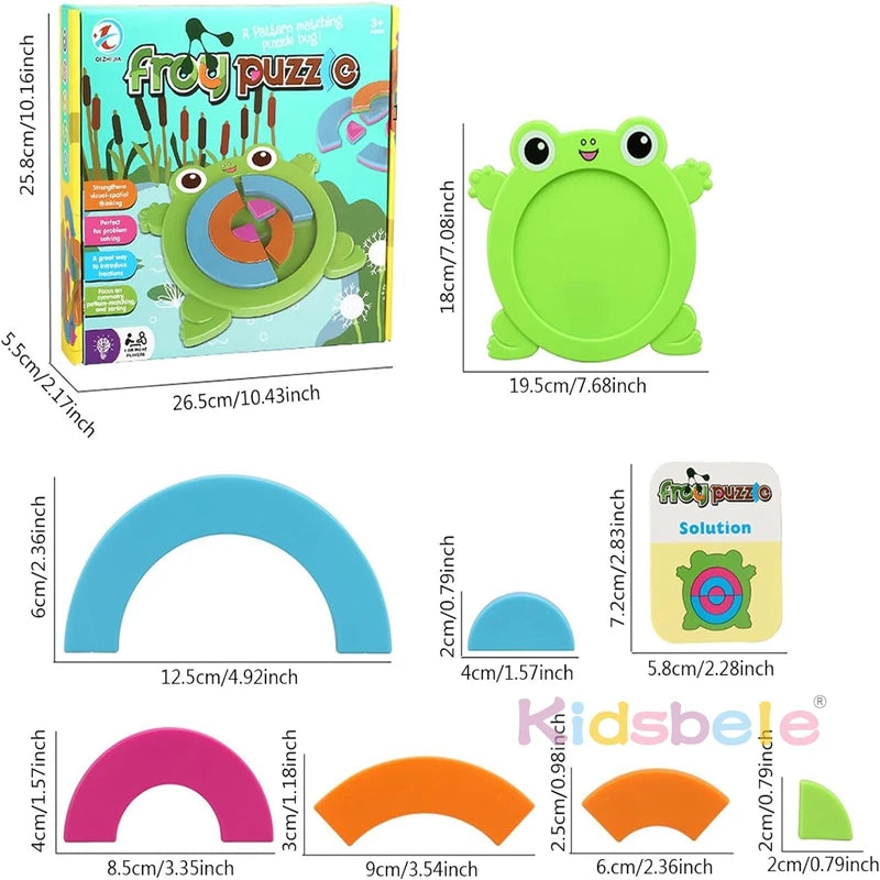 Quebra-Cabeça Montessori Educativo Sapo Colorido - 18 Peças