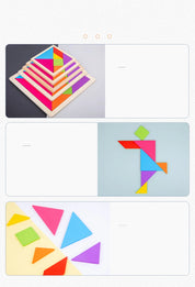 Quebra-Cabeça Tangram Infantil de Madeira Educacional - 7 Peças Coloridas