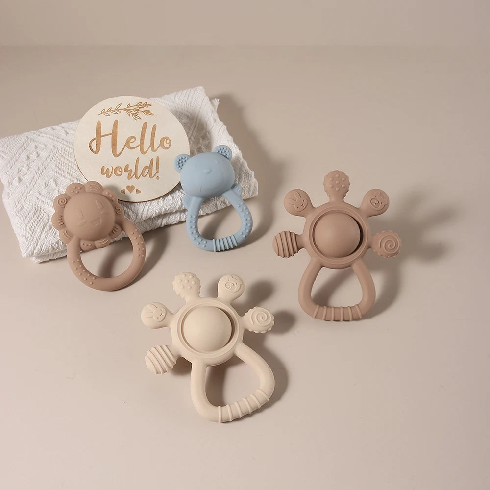 Mordedor Silicone Palm Chocalho para Bebês