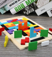 Quebra-Cabeça Tetris de Madeira Educativo Montessori para Crianças