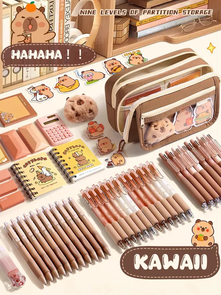 Estojo Escolar Kawaii Grande Capacidade com Zíper