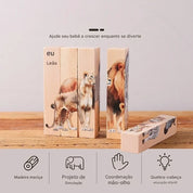 Quebra-Cabeça Montessori de Madeira com Animais da Floresta