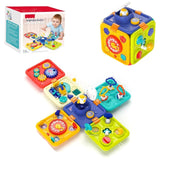Cubo de atividade de aprendizagem 6 em 1 para bebês, placa ocupada, brinquedos sensoriais montessori com música e luzes para meninos e meninas, brinquedos educativos para crianças pequenas
