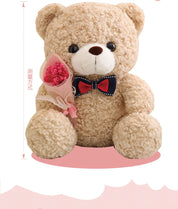 Urso de Pelúcia Kawaii com Bouquet - Presente Perfeito 25cm