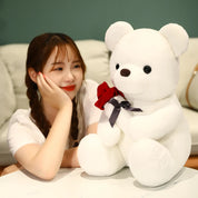 Urso de pelúcia kawaii com rosas, brinquedo de pelúcia macio, boneca de pelúcia, presente romântico para amantes, decoração de casa, presentes de dia dos namorados para meninas