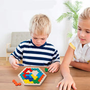 Quebra-Cabeça Infantil Hexagonal de Madeira Montessori