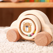 1pc de madeira do bebê montessori brinquedos dos desenhos animados ônibus mordedor faia urso de madeira carro para crianças dentição educacional montessori brinquedos presente