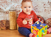 Cubo de atividade de aprendizagem 6 em 1 para bebês, placa ocupada, brinquedos sensoriais montessori com música e luzes para meninos e meninas, brinquedos educativos para crianças pequenas