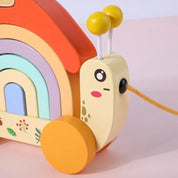 Brinquedo de madeira do carro do caracol para crianças, Jogos Montessori, Desenhos Animados, Educação, Arco-íris, Bebê