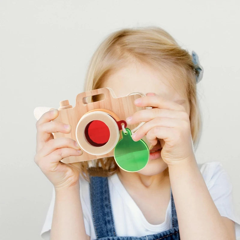 Bebê moda caleidoscópio brinquedos de madeira colorida câmera crianças de madeira montessori brinquedo aprendizagem precoce jogo educativo presentes