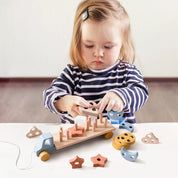 Brinquedo de madeira do bebê reboque de madeira bebês aprender brinquedo cognitivo mão e pé coordenação brinquedo reconhecimento de cores brinquedo de silicone