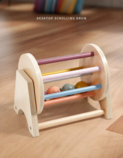 Brinquedos montessori para bebês, aprendizagem precoce, bola de madeira, tambor, exercício de audição, cor, cognição, trem de coordenação mão-olho
