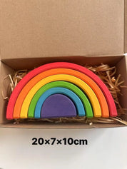 Brinquedo Blocos de Madeira Arco-Íris Montessori para Crianças