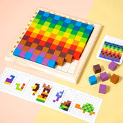 Blocos de Construção Colorido Montessori Aprendizado Criativo em Madeira