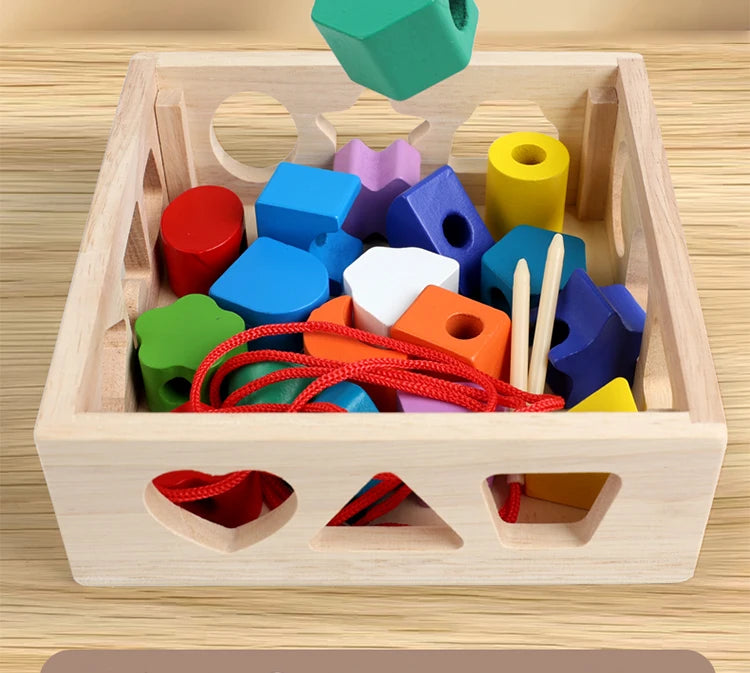 Brinquedo Educativo de Madeira 3 em 1 - Encaixe de Formas, Cores e Coordenação