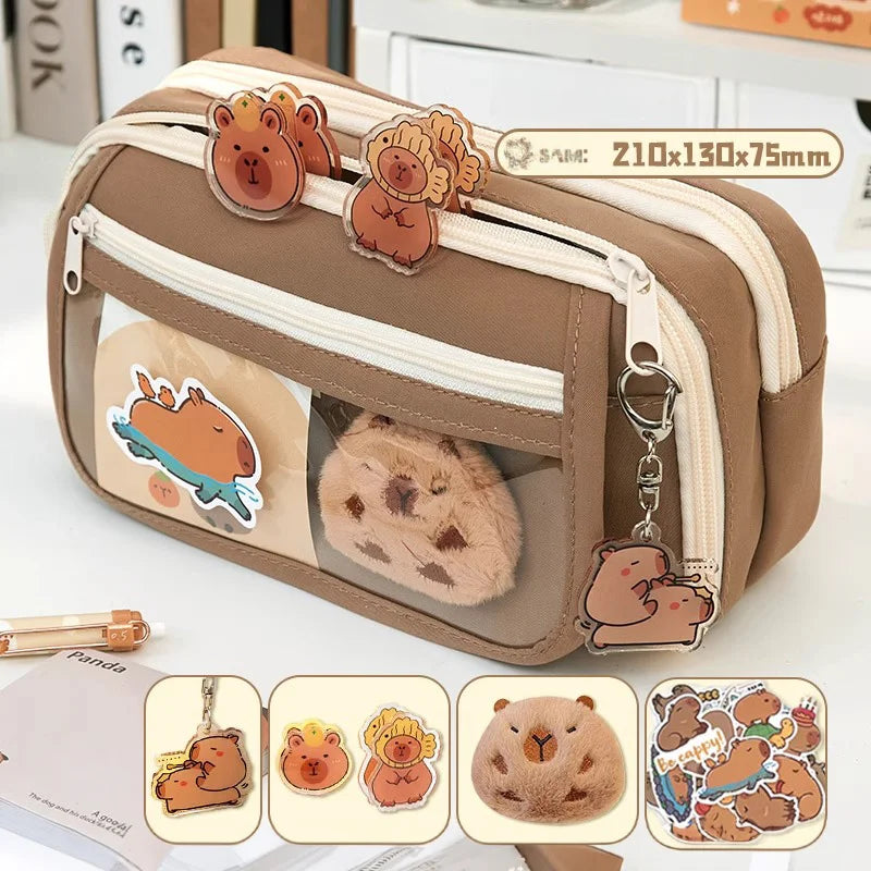 Estojo Escolar Kawaii Grande Capacidade com Zíper