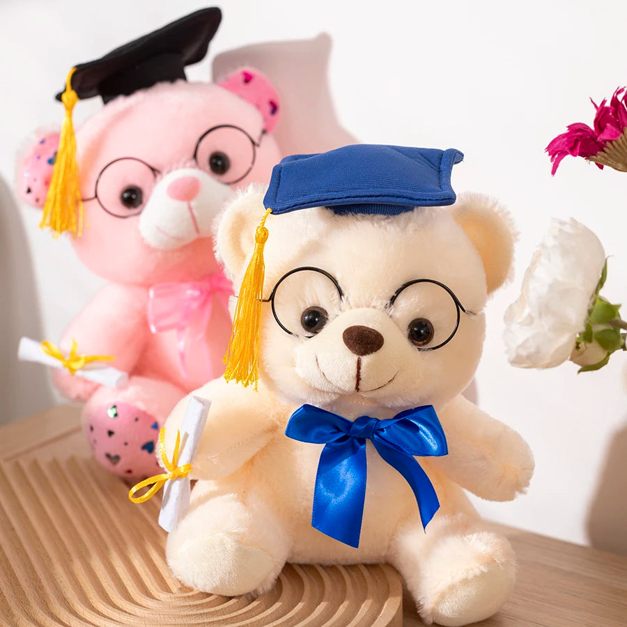 1 peça 23cm urso de formatura brinquedo de pelúcia bonito urso de pelúcia boneca macia meninos meninas estudantes presente de formatura