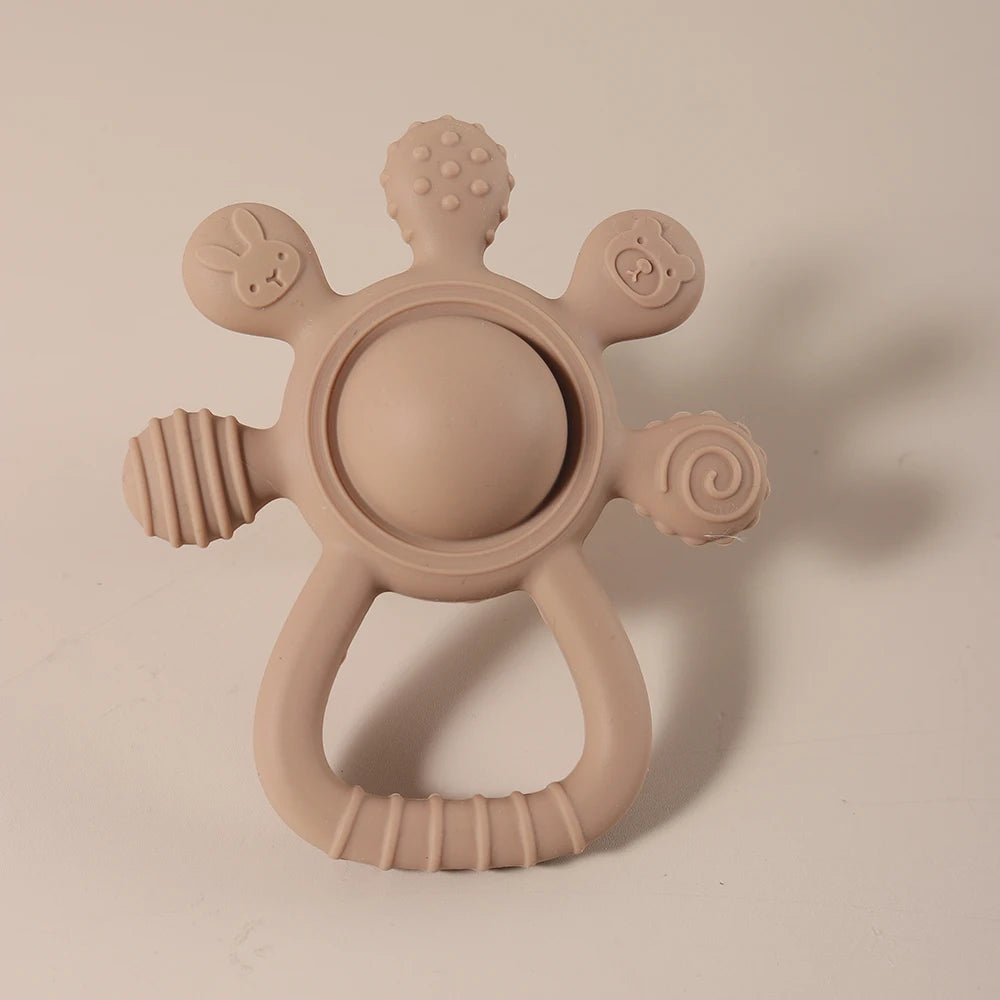Mordedor Silicone Palm Chocalho para Bebês