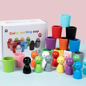 Bolas em copos montessori de madeira cor classificador jogo brinquedos pré-escolar aprendizagem educação brinquedo para criança classificação correspondência contagem