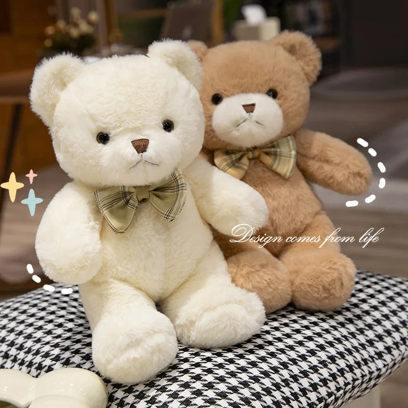 30cm kawaii colorido laço urso boneca brinquedo de pelúcia abraço urso boneca presente aniversário travesseiro de pelúcia casa sala estar quarto