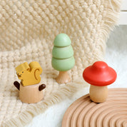 Bebê montessori brinquedos de madeira dos desenhos animados floresta, cogumelo, esquilo rotação parafuso brinquedo brinquedos para crianças dedo precoce movimento fino