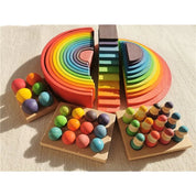 Brinquedo Blocos de Madeira Arco-Íris Montessori para Crianças