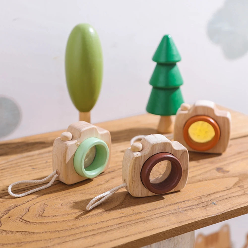 Bebê moda caleidoscópio brinquedos de madeira colorida câmera crianças de madeira montessori brinquedo aprendizagem precoce jogo educativo presentes