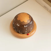 Calendário de Mesa Rotativo de Madeira Nogueira