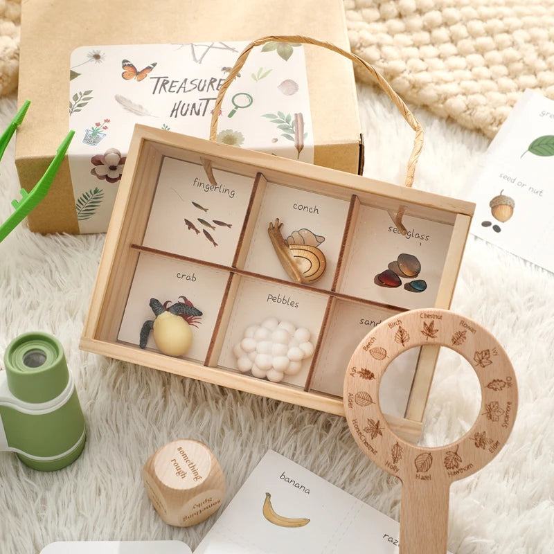 Kdis Outdoor Exploration Set Insects Plants Observation Box Wooden Cognitive Magnifying Glass Natural Forest Adventure Toys Gift