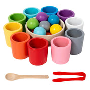 Bolas em copos montessori de madeira cor classificador jogo brinquedos pré-escolar aprendizagem educação brinquedo para criança classificação correspondência contagem
