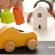 Brinquedo do bebê faia blocos de madeira dos desenhos animados carro vilão educacional montessori brinquedos criança dentição cérebro jogo artesanal presente aniversário do bebê