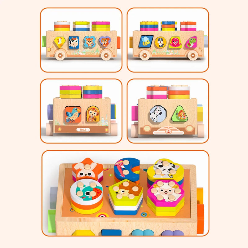 Carrinho de Madeira Infantil Montessori Educacional e Sensorial