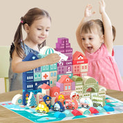 Blocos de Construção Montessori de Cidade Carros em Madeira