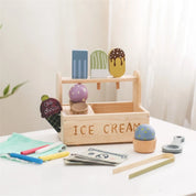 Brinquedos de sorvete de madeira para crianças, Pretend Play Simulation, Cone de sorvete Montessori, Brinquedos de cozinha, Presentes educativos pré-escolares