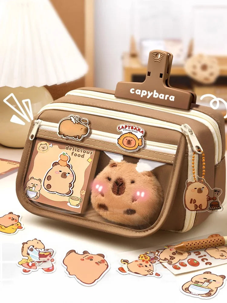 Estojo Escolar Kawaii Grande Capacidade com Zíper