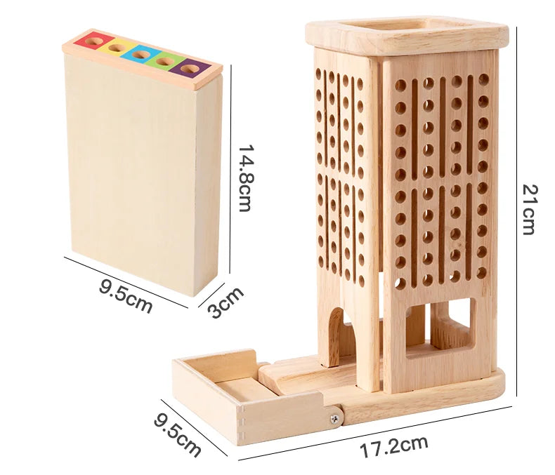 Brinquedo Educativo de Madeira Torre com Varetas Coloridas