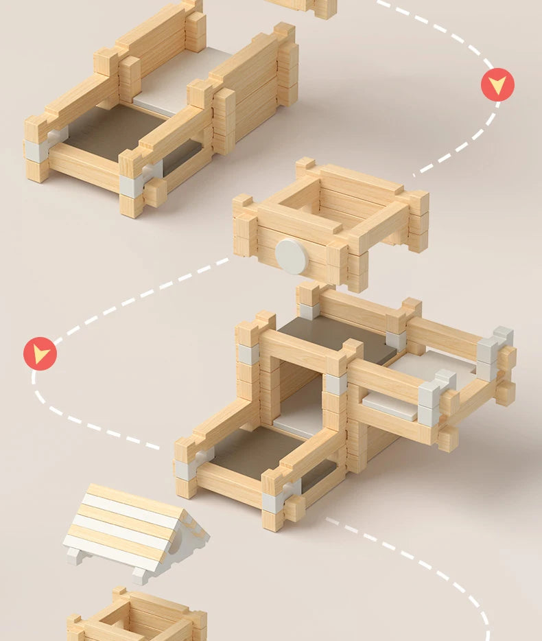 Quebra-Cabeça 3D de Madeira Montessori Várias Opções de Montagem - 100 Peças