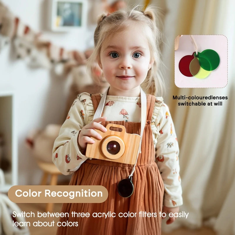 Bebê moda caleidoscópio brinquedos de madeira colorida câmera crianças de madeira montessori brinquedo aprendizagem precoce jogo educativo presentes