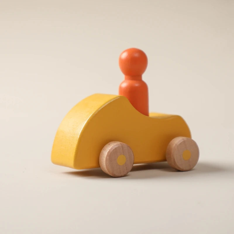 Brinquedo do bebê faia blocos de madeira dos desenhos animados carro vilão educacional montessori brinquedos criança dentição cérebro jogo artesanal presente aniversário do bebê