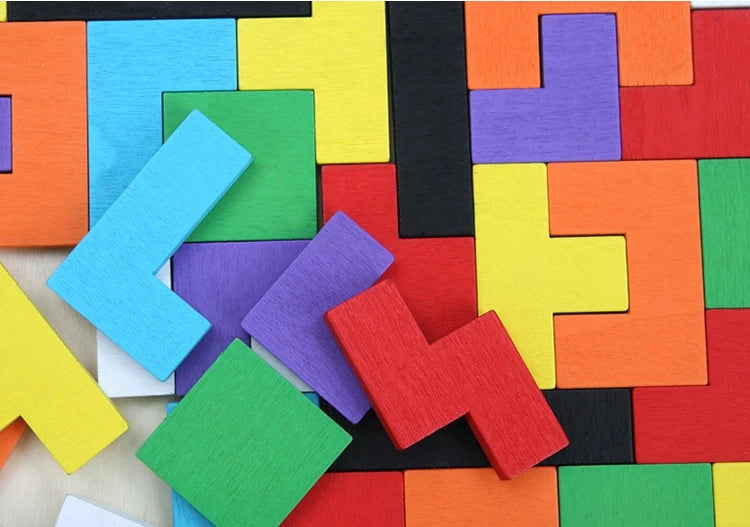 Quebra-Cabeça Tetris de Madeira Educativo Montessori para Crianças