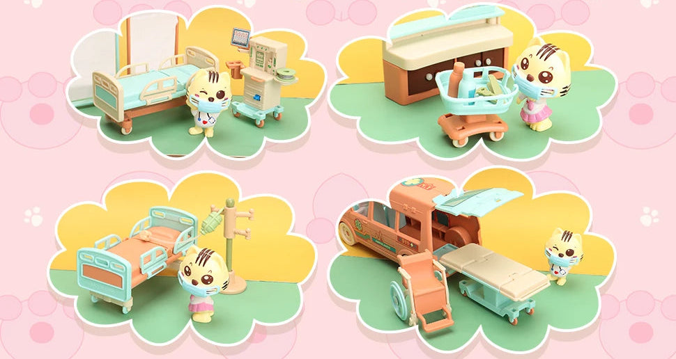 Brinquedo Miniaturas Playset Médico de Gatinhos
