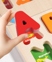 Brinquedo Educativo de Madeira Montessori - Tabuleiro Letras e Números