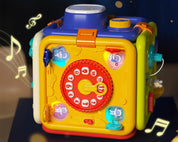 Cubo de atividade de aprendizagem 6 em 1 para bebês, placa ocupada, brinquedos sensoriais montessori com música e luzes para meninos e meninas, brinquedos educativos para crianças pequenas