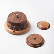 Calendário de Mesa Rotativo de Madeira Nogueira