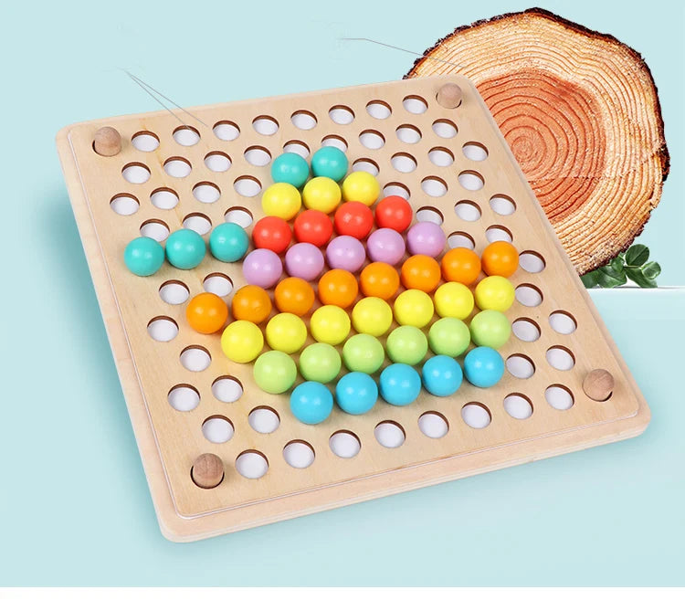 Grânulos de madeira jogo montessori educacional cedo aprender crianças clipe bola quebra-cabeça pré-escolar criança brinquedos crianças para crianças presentes