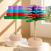 Flor rotativa de madeira para aliviar o estresse, vara para aliviar a ansiedade e o estresse, artefato educacional sensorial, brinquedo de descompressão, presentes
