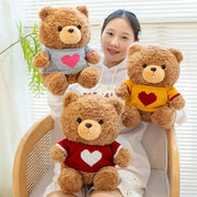 23cm urso de pelúcia brinquedo de pelúcia bonito com capuz suéteres urso boneca de pelúcia jumper urso de pelúcia brinquedos macios decoração para casa aniversário crianças presente